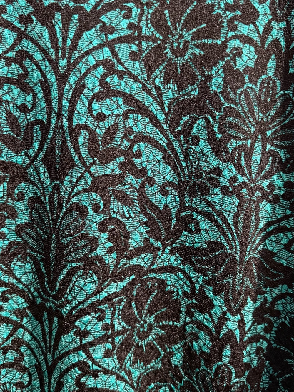 Catherines Teal and Black Damask Long-Sleeve Tunic - Picture 3 of 6